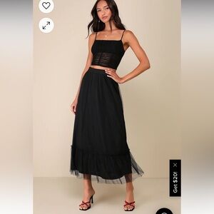 Mesh Dot Highrise Midi Skirt